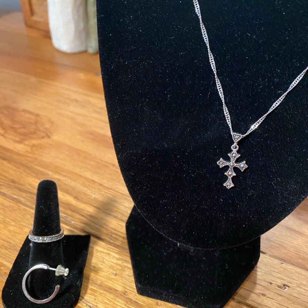 Park Lane Silver Cross Necklace and earring set.
